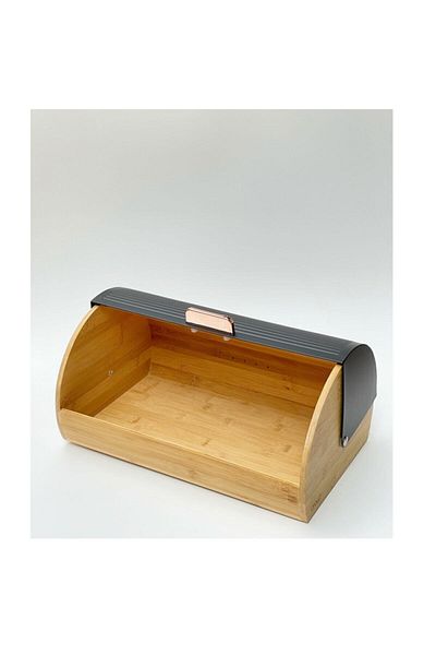 AROW Black Bamboo Luxury Bread Bowl - Metal Rail and Lid System