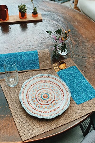 Arma House 2-комплект синіх етнічних ручних ложок з деталями з джуту, америка...