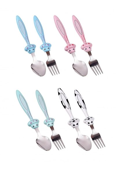 GULHANILE Luxury Stainless Steel Baby Spoon and Fork Set with Figurative Design, for Children