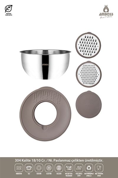 Amboss Satin 5 Piece Bowl Set Gray Sat-8514