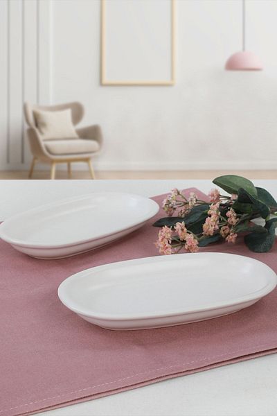 Keramika Matte White Hittite Boat Plate 19 Cm 2 Pieces