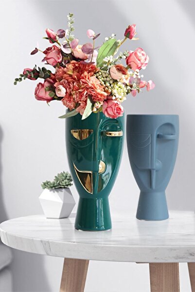 Arma House Nordic Lüx Modern Art - Vază și figurină cu față albastră (9)