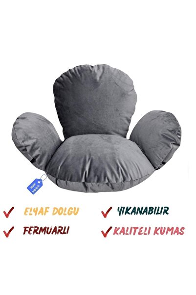 Mavi Vitrin Makrome Hamak Salıncak Minderi Elyaf Dolgulu Fermuarlı Yıkanabilir