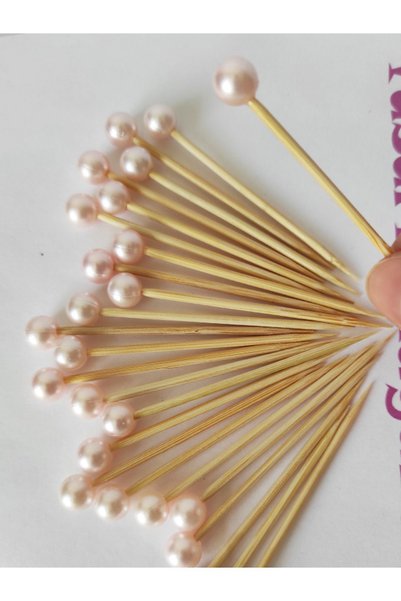 BEYHAN BAYHAN 100 Adet Pembe İncili Kürdan - Kız Bebek İncili Mevlid Kürdanı ...