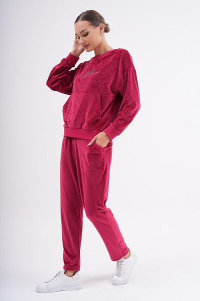 WestBound Σετ Γυναικεία Φόρμα Soft Velvet Printed - Claret Red
