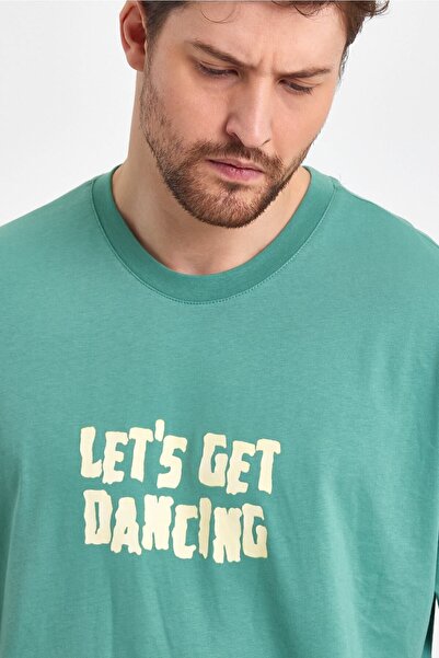 THE RULE Ανδρικό μπλουζάκι με στάμπα πλάτης, 100% βαμβακερό, φαρδύ, φαρδύ κομμένο λαιμόκοψη με απαλή υφή μέντα