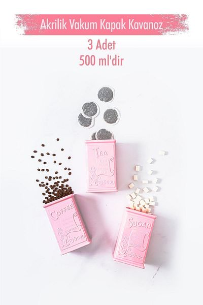 EWs Acrylic Soft Pink Sugar Coffee Tea Jar 500 Ml (vacuum Lid)