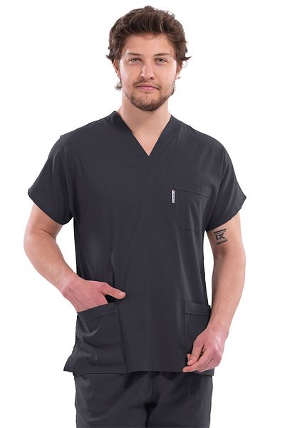 Alsancak Üniforma Costum de chirurgie pentru bărbați, antracit, lycra, țesătură subțire