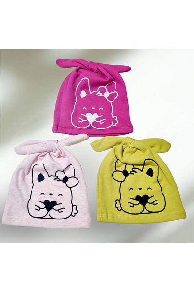 Çağrı Store Printed 3-Piece Baby Beanie Combed Set