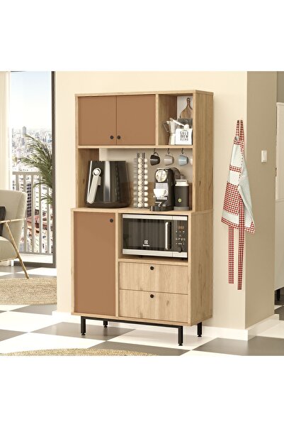 Yurudesign Royce Serisi Kahve Köşesi Çok Amaçlı Dolap Mutfak Dolabı Sepet-Kiremit RE3-SK