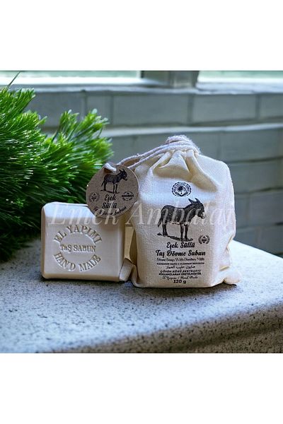 KALE NATUREL SABUN 120 جرام صابون حمار وشم حجري مع حقيبة حليب - قطعة واحدة