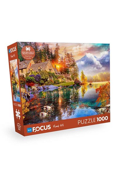 Blue Focus 1000 Piece Puzzle - Mountain Houses