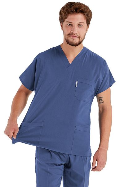 Alsancak Üniforma Ανδρικό Storm Blue Lycra λεπτό ύφασμα Scrubs Doctor Nurse Τζέρσεϊ χειρουργική στολή με νυχτερίδα