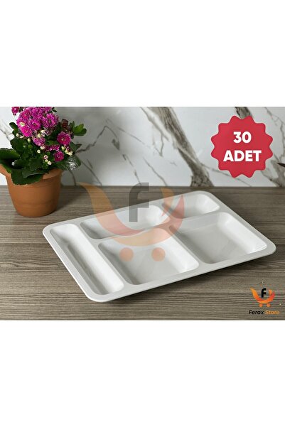 SUMAKS Polikarbon Kırılmaz Tabldot 5 Bölmeli Yemekhane Servis Tabağı 30ADET