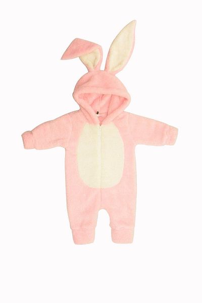 Mama's Kido Rabbit Jumpsuit Wellsoft Plush Fabric - Pink - Kido3010