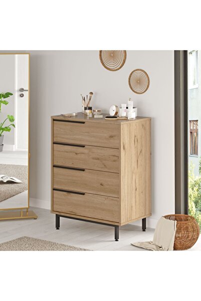 Yurudesign Ocean Şifonyer 4 Çekmece Metal Ayaklı Sepet On17-s