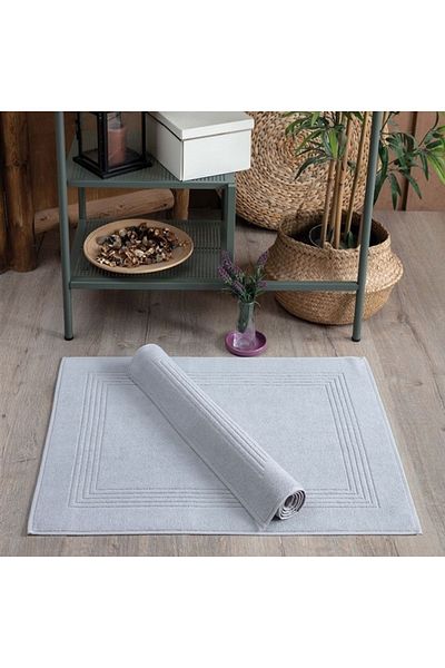 Sevim Gray High Absorbent Set of 2 Foot Towels - Soft and Striped - 60X80Cm