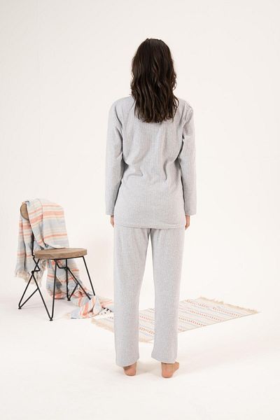 Estiva Winter Floral Embroidered Button Collar Pajamas Set