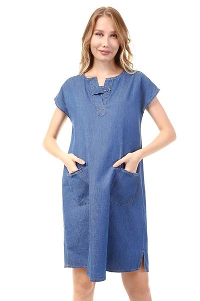 Luvmabelly Myra5020 - Rochie de maternitate Denim Decolteu in V - Albastru