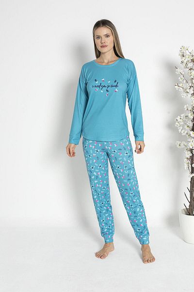 Estiva Winter Floral Patterned Women's Thermal Pajamas Set