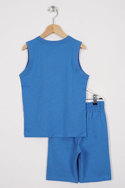 zepkids Indigo Color Embroidered Capri Sport Wear Set for Boys