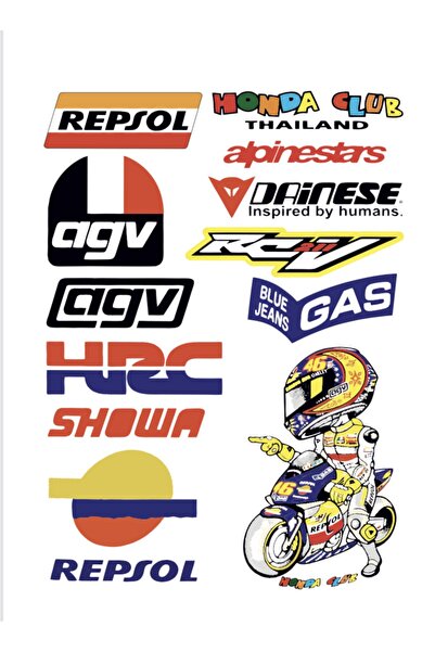 sticker Motosiklet Kask Araç Arka Cam Laptop Telefon Repsol Agv Hrc Honda Clu...