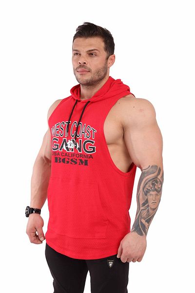 Big Sam Hooded Mesh Sleeveless Fitness T-shirt 2306