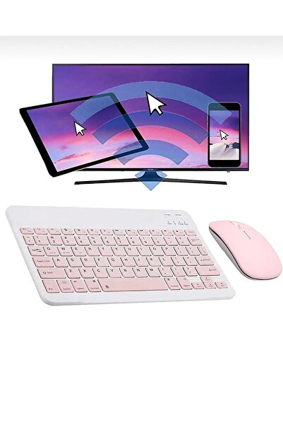 GLOBIX ELECTRONİC PEMBE GLB-04 Uyumlu Bluetooht Kablosuz Klavye Mouse Seti