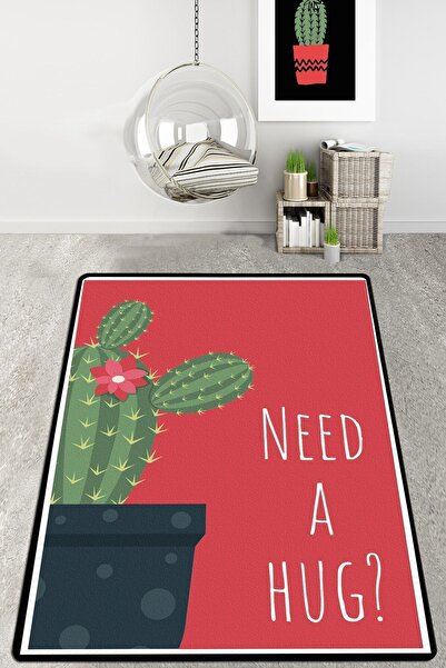 Chilai Home Pentola Kırmızı Modern Tasarım Yıkanabilir Kaymaz Taban Halı, Sal...