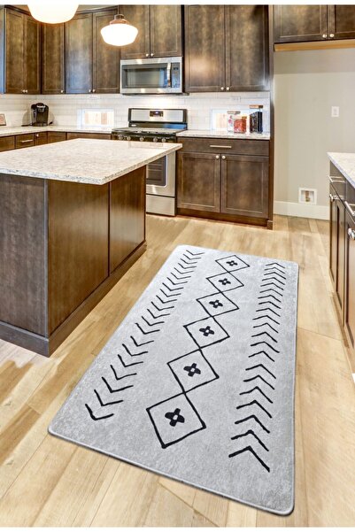 Chilai Home Fiona Ekru Yıkanabilir Mutfak Halısı Kaymaz Taban Djth