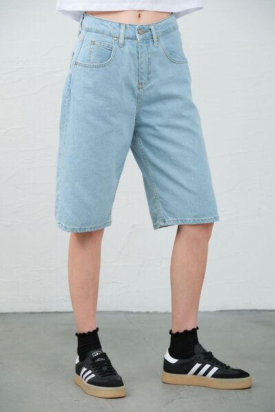 Maule Light Blue Loose-Fit Comfortable Jean Jeans Loose Women's Knee-Length Shorts @Taranto