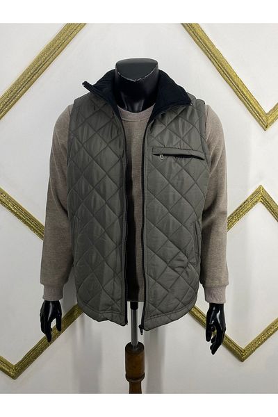 Sadık Collection Πράσινο καπιτονέ γιλέκο - Ανδρικό, Classic, Fleece, 1347