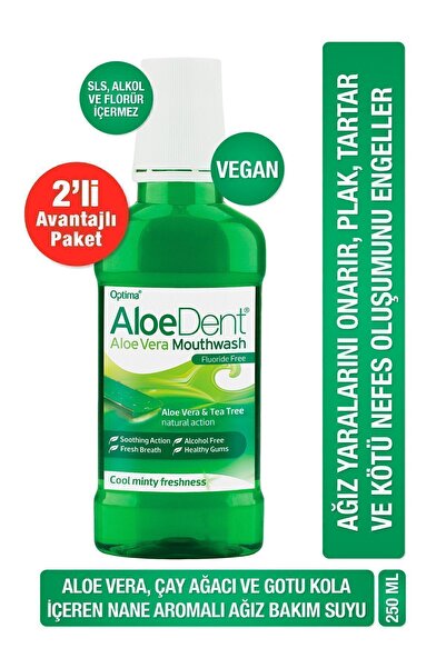 AloeDent Gotu Kola Ve Aloeveralı Ferahlatıcı Ağız Bakım Suyu X2