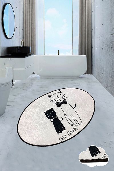 Chilai Home Little Cats 70x120 cm Χαλί μπάνιου Αντιολισθητική βάση που πλένεται Djth