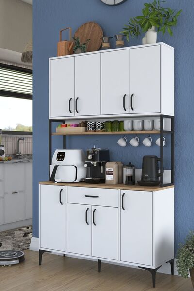 Rani Mobilya Rani Je127 Çok Amaçlı Dolap 8 Kapaklı 1 Çekmeceli Kiler Mutfak D...