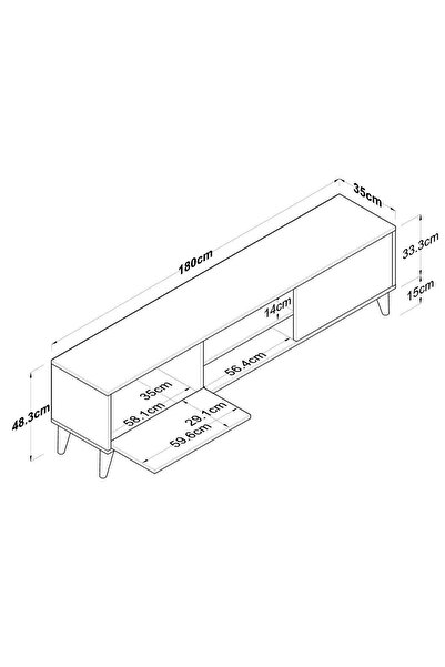 Rani Mobilya Rani A9 Tv Ünitesi Modern Ayaklı Tv Sehpası 180 Cm Minyatür Ceviz