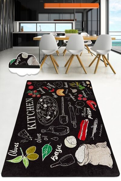 Chilai Home Pızza Italıana Mutfak Halısı, Kaymaz Taban , Yıkanabilir. Djth