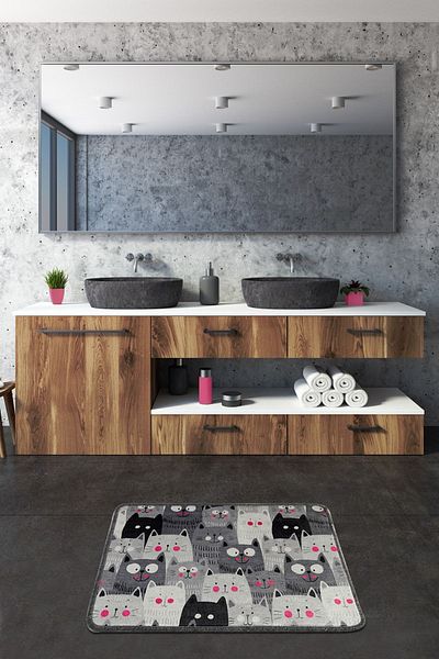 Chilai Home Χαλάκι μπάνιου Meow Grey 40x60 cm Djth