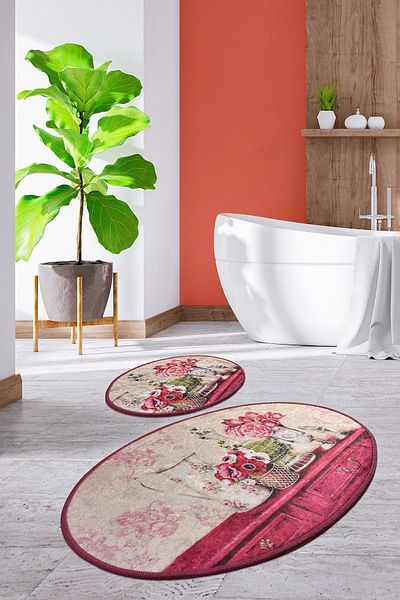 Chilai Home Vintage DJT Σετ 2 - Σετ λεκάνης τουαλέτας, μπάνιου, πατάκι και χαλιού