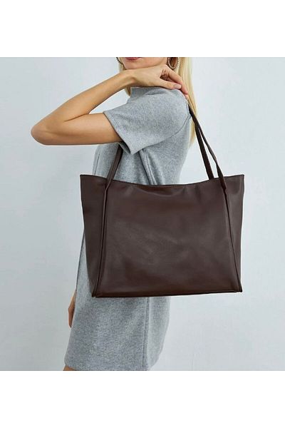 Mercan Stores Women's Large Size Brown Soft Leather Arm and Shoulder Bag