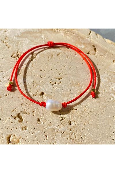jewine studio Certified Real Pearl Red String Luck and Luck Bracelet