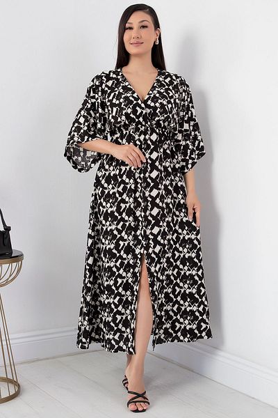 PULLIMM Rochie din viscoză cu guler dublu - VRN7625