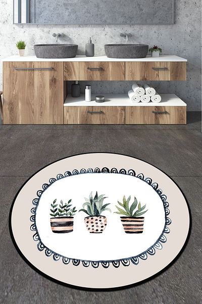 Chilai Home Guipure Χαλί μπάνιου διαμέτρου Djt 120x120 cm Μοκέτα μπάνιου Χαλάκι μπάνιου που πλένεται