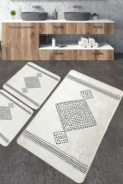 Chilai Home Tatiana Djt 3-Piece Set Bathroom Rug - Doormat Washable, Non-Slip