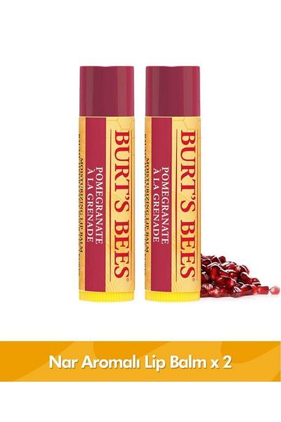 Burts Bees Pomegranate Flavored Lip Care Cream Blister Packaging - Pomegranate Lip Balm Blister 4,25gr X2pcs