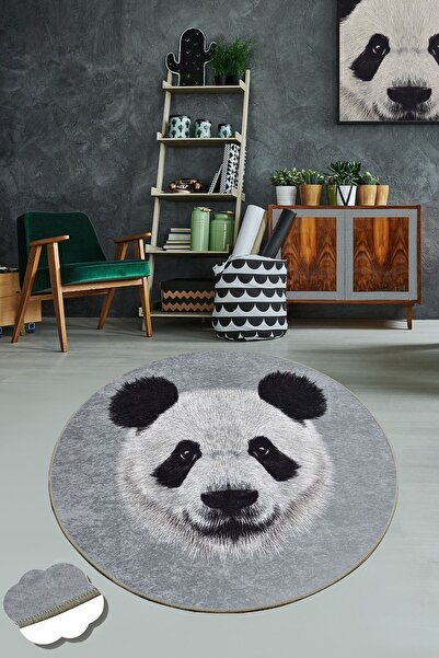 Chilai Home Huge Panda Çap Dekoratif Modern Yıkanabilir Kaymaz Taban Halı Djth