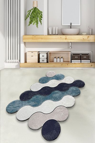Chilai Home Circle Green 70x120 cm Μοκέτα μπάνιου που πλένεται αντιολισθητική βάση Σετ καθίσματος τουαλέτας Djth