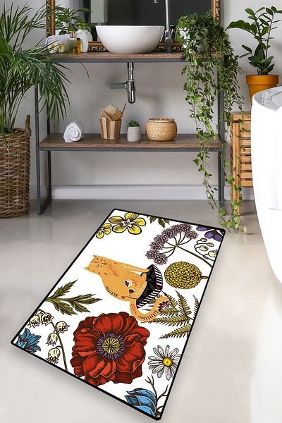 Chilai Home Hennaed Cat 70X120 cm Bathroom Carpet Bath Mat Djth