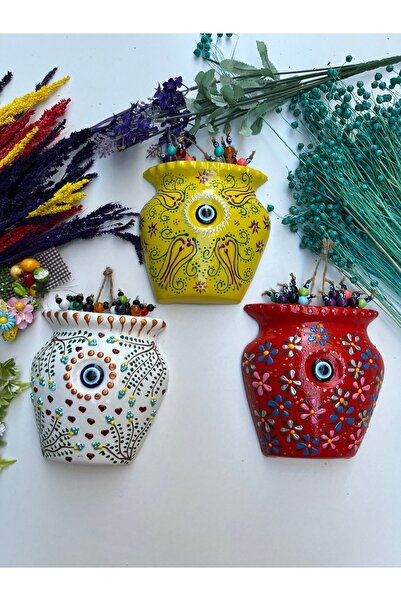 KARDEŞLER BONCUK HEDİYELİK EŞYA Seramik Çini Desenli Saksı Kapı Duvar Bahçe B...