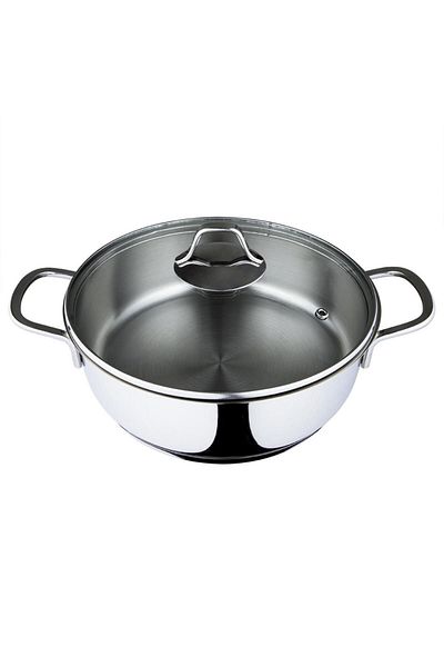 Serenk Modernistischer 2,4 Liter gekämmter Topf aus Edelstahl 24 cm